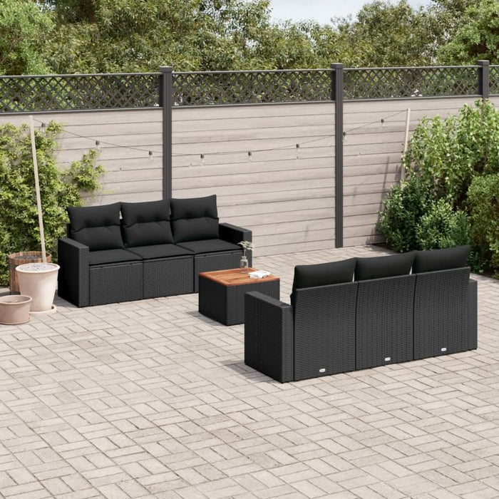 Set canapele de grădină cu perne, 7 piese, negru, poliratan - WALTI WALTI