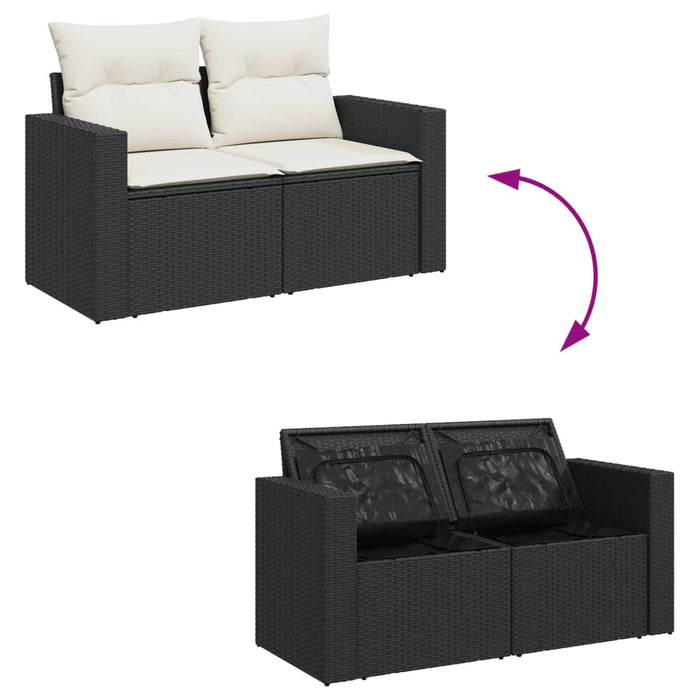 Set canapele de grădină cu perne, 7 piese, negru, poliratan - WALTI WALTI