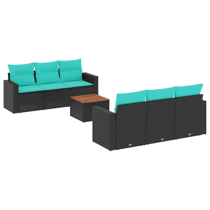 Set canapele de grădină cu perne, 7 piese, negru, poliratan WALTI