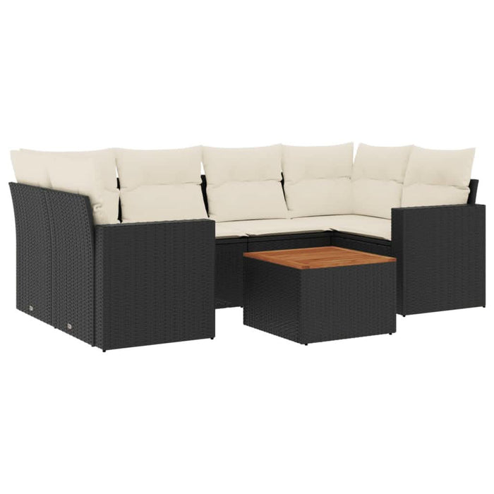 Set canapele de grădină cu perne, 7 piese, negru, poliratan - WALTI WALTI