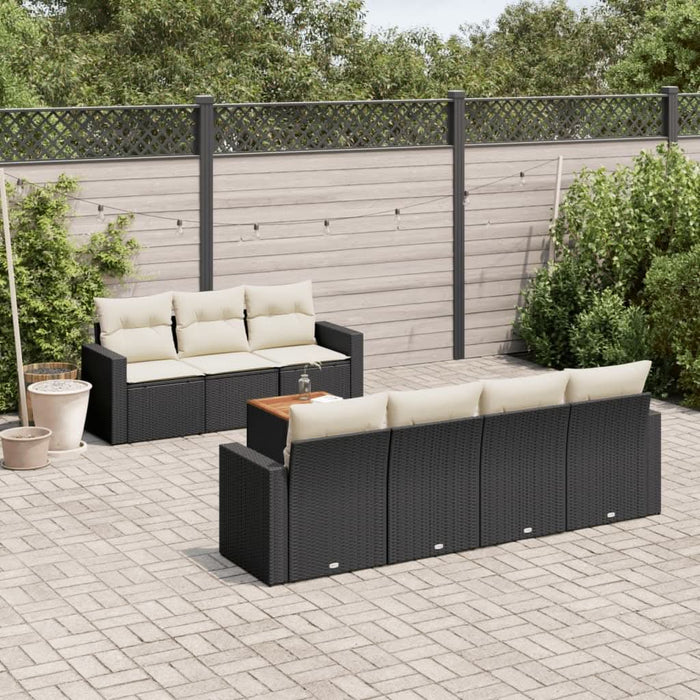 Set mobilier de grădină cu perne, 8 piese, negru, poliratan - WALTI WALTI