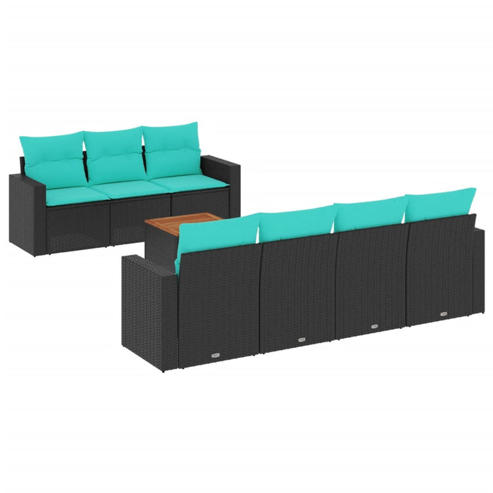 Set mobilier de grădină cu perne, 8 piese, negru, poliratan - WALTI WALTI