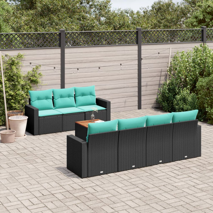 Set mobilier de grădină cu perne, 8 piese, negru, poliratan - WALTI WALTI