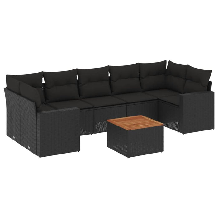 Set mobilier de grădină cu perne, 8 piese, negru, poliratan - WALTI WALTI