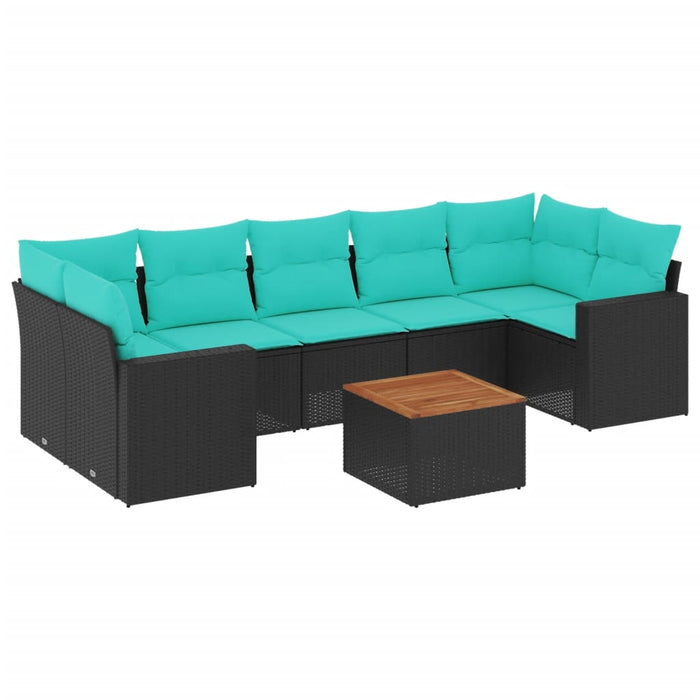 Set canapele de grădină cu perne, 8 piese, negru, poliratan - WALTI WALTI