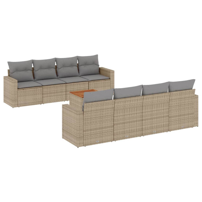 Set canapele de grădină, 9 piese, cu perne, bej, poliratan - WALTI WALTI