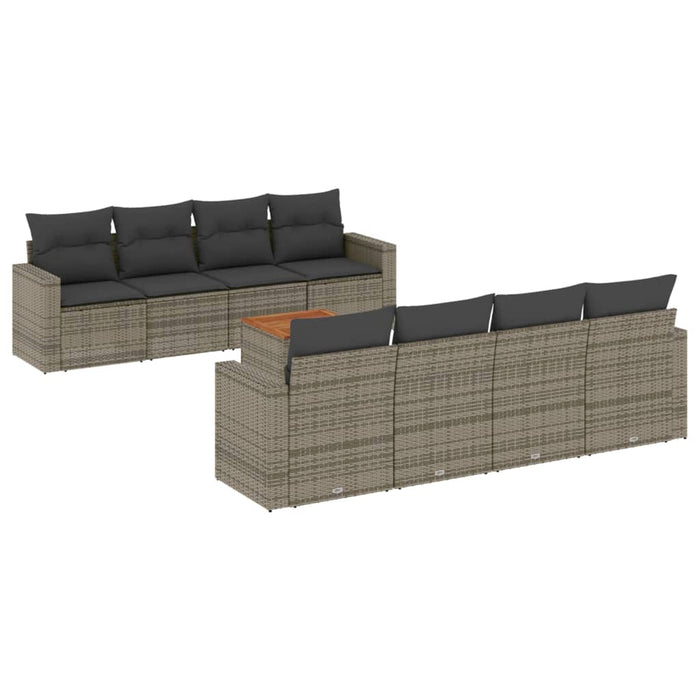 Set canapele de grădină, 9 piese, cu perne, gri, poliratan - WALTI WALTI