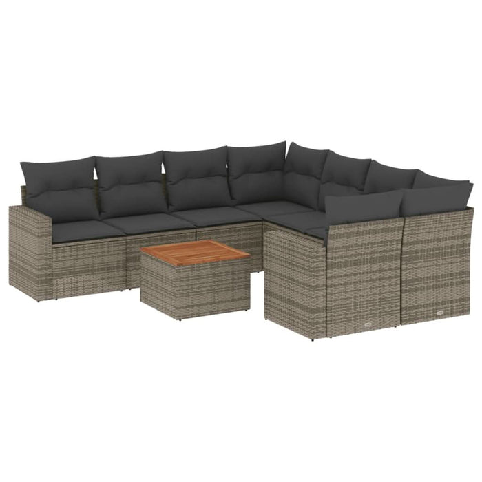 Set canapele de grădină, 9 piese, cu perne, gri, poliratan - WALTI WALTI