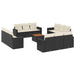 Set mobilier de grădină cu perne, 13 piese, negru, poliratan - WALTI WALTI