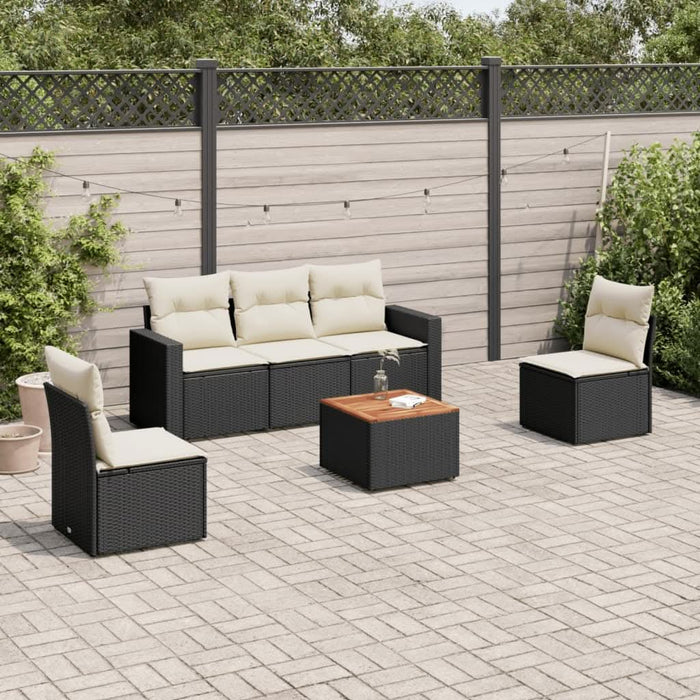 Set mobilier de grădină cu perne, 6 piese, negru, poliratan - WALTI WALTI