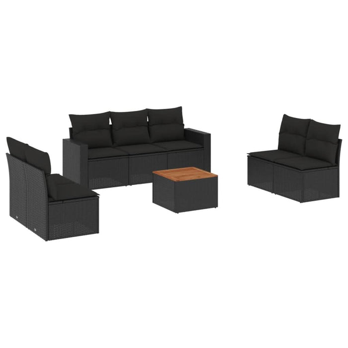 Set mobilier de grădină cu perne, 8 piese, negru, poliratan - WALTI WALTI
