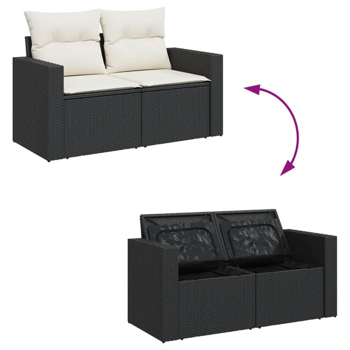 Set mobilier de grădină cu perne, 9 piese, negru, poliratan - WALTI WALTI