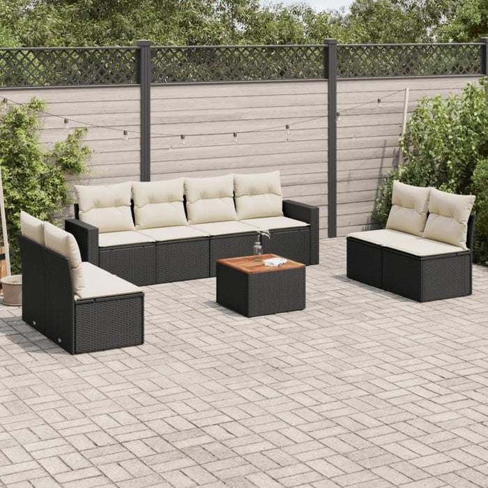 Set mobilier de grădină cu perne, 9 piese, negru, poliratan - WALTI WALTI
