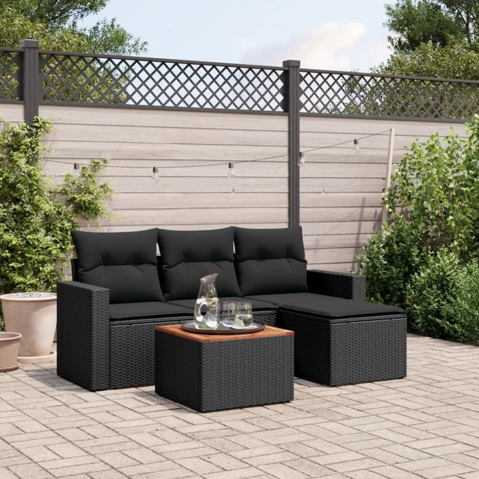 Set mobilier de grădină cu perne, 5 piese, negru, poliratan - WALTI WALTI