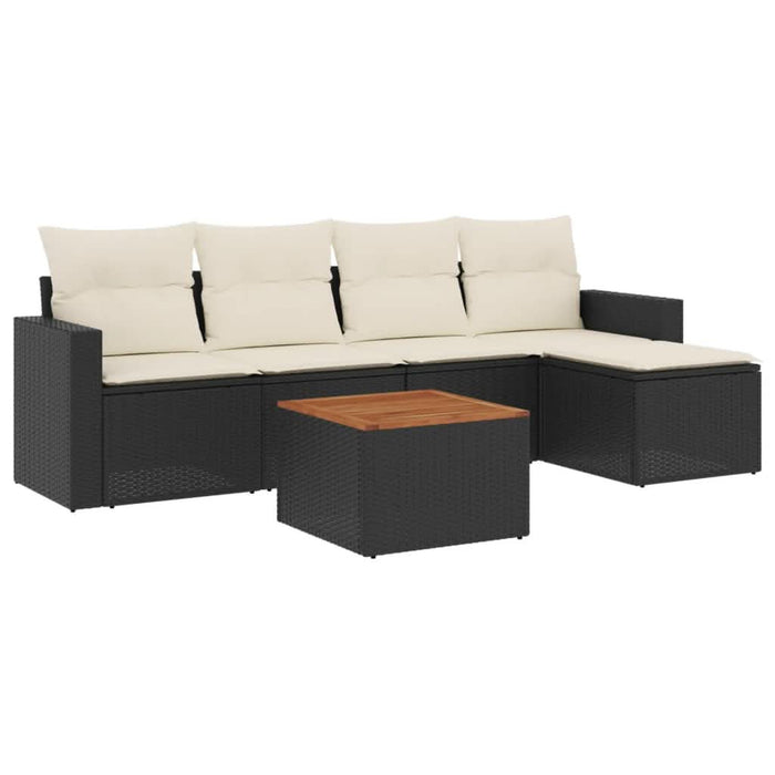 Set mobilier de grădină cu perne, 6 piese, negru, poliratan - WALTI WALTI