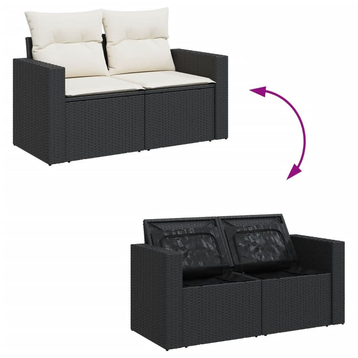 Set mobilier de grădină cu perne, 6 piese, negru, poliratan - WALTI WALTI