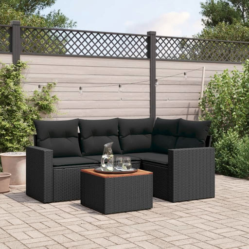 Set mobilier de grădină cu perne, 5 piese, negru, poliratan - WALTI WALTI