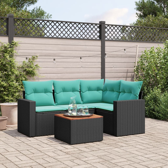 Set mobilier de grădină cu perne, 5 piese, negru, poliratan - WALTI WALTI
