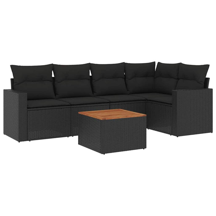 Set mobilier de grădină cu perne, 6 piese, negru, poliratan - WALTI WALTI