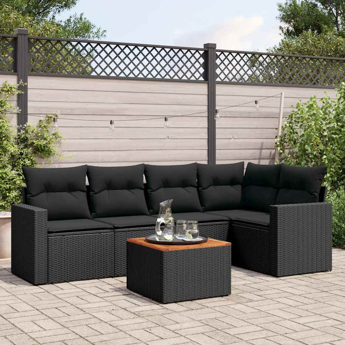 Set mobilier de grădină cu perne, 6 piese, negru, poliratan - WALTI WALTI