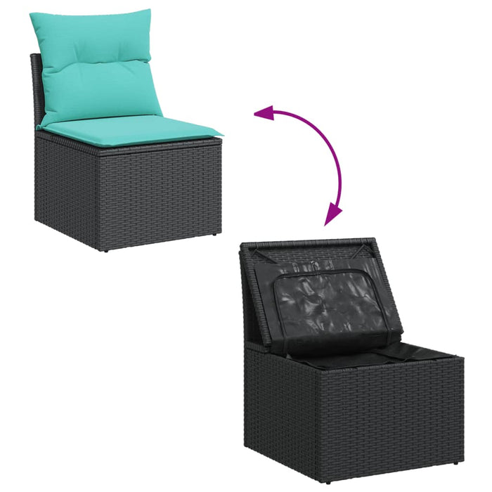 Set canapele de grădină cu perne, 6 piese, negru, poliratan - WALTI WALTI