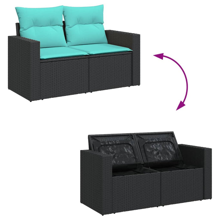 Set canapele de grădină cu perne, 6 piese, negru, poliratan - WALTI WALTI