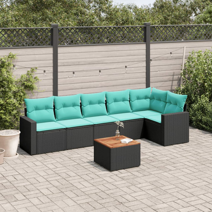 Set canapele de grădină cu perne, 7 piese, negru, poliratan - WALTI WALTI