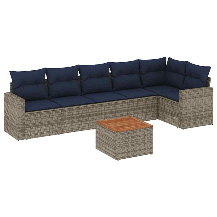 Set canapele de grădină cu perne, 7 piese, gri, poliratan WALTI