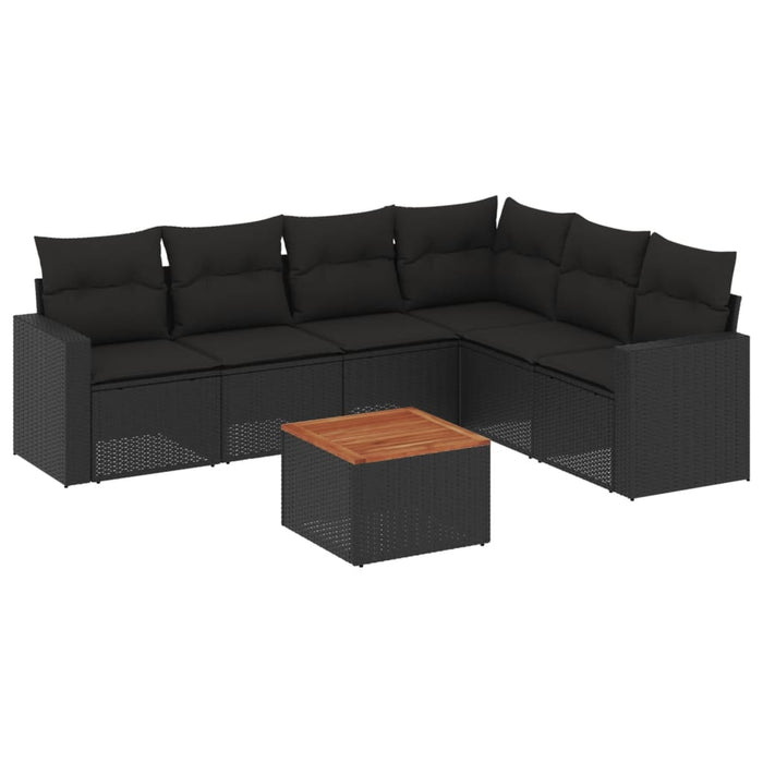 Set canapele de grădină cu perne, 7 piese, negru, poliratan - WALTI WALTI