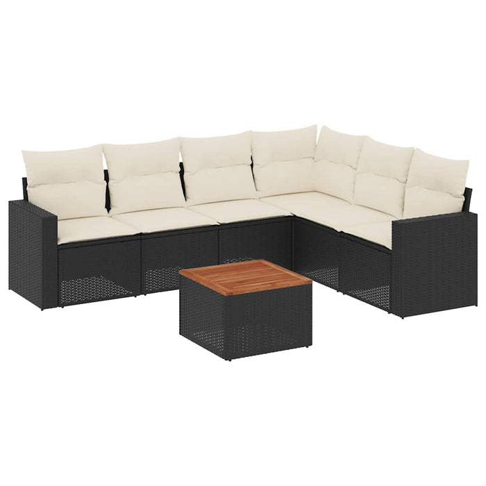 Set canapele de grădină cu perne, 7 piese, negru, poliratan - WALTI WALTI