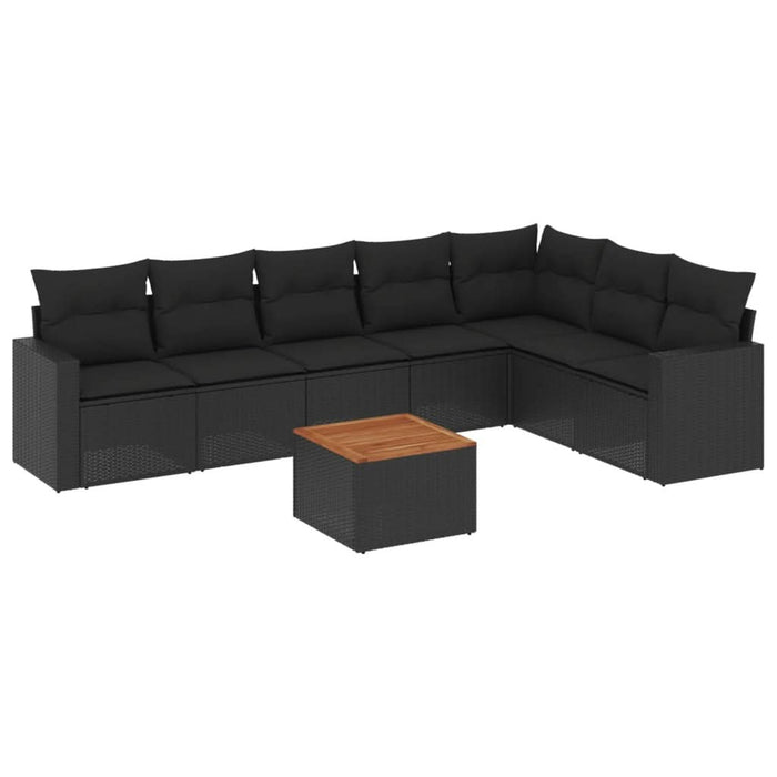 Set mobilier de grădină cu perne, 8 piese, negru, poliratan - WALTI WALTI