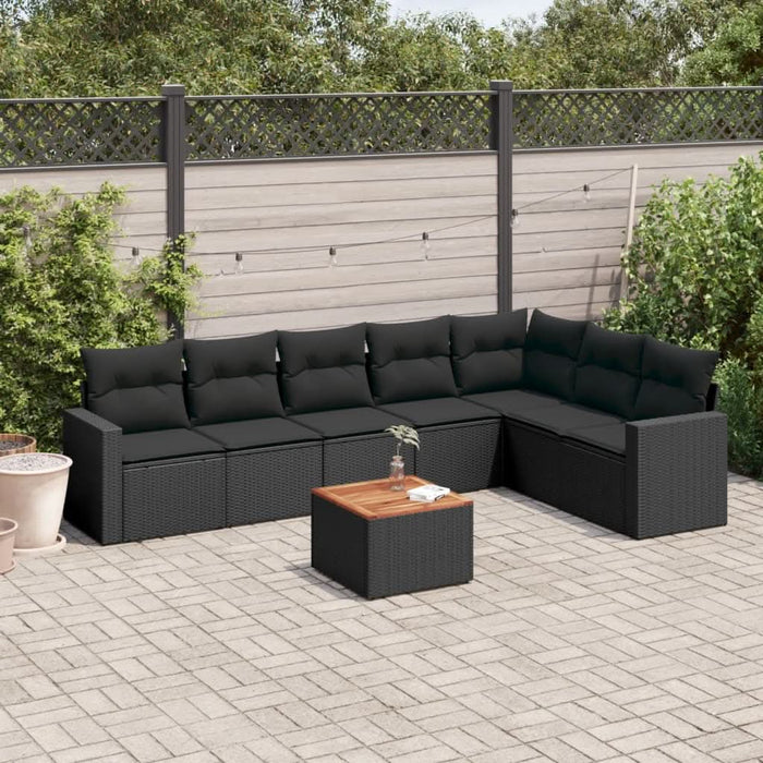 Set mobilier de grădină cu perne, 8 piese, negru, poliratan - WALTI WALTI