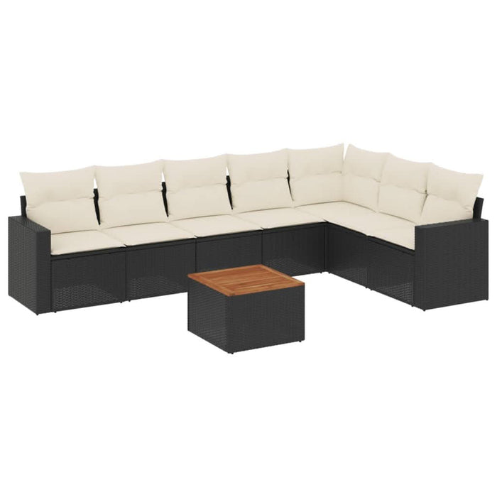 Set mobilier de grădină cu perne, 8 piese, negru, poliratan - WALTI WALTI