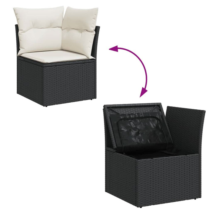 Set mobilier de grădină cu perne, 8 piese, negru, poliratan - WALTI WALTI