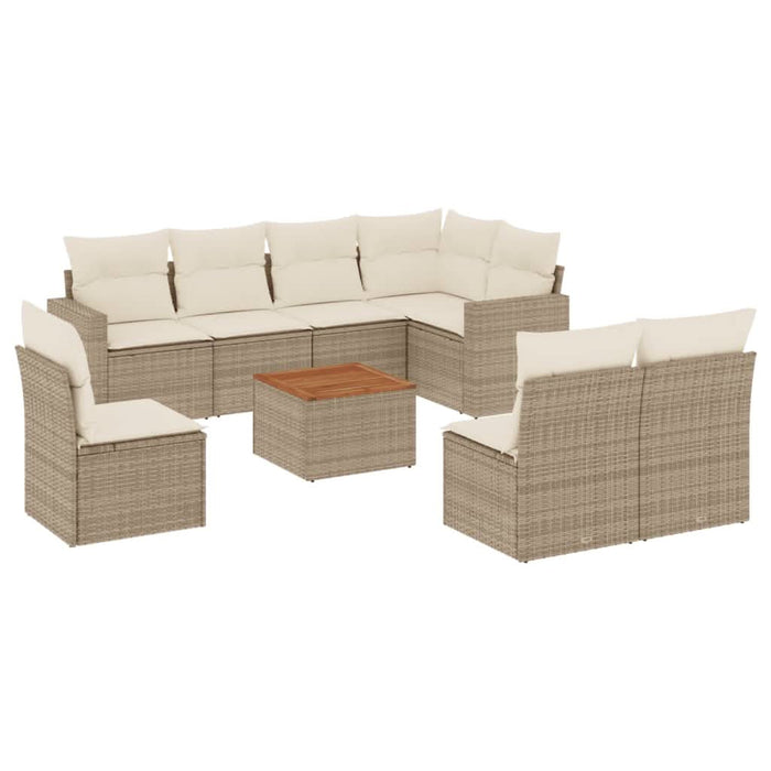 Set canapele de grădină, 9 piese, cu perne, bej, poliratan - WALTI WALTI