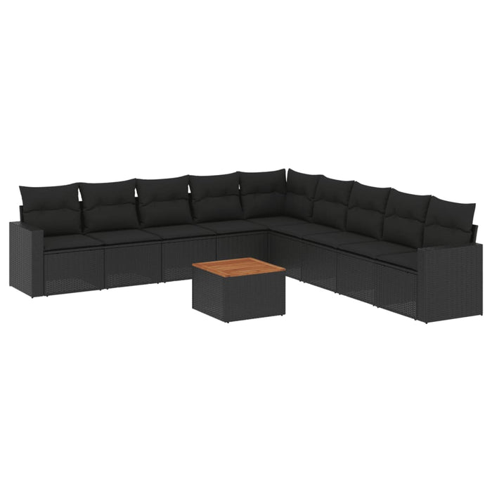 Set canapele de grădină cu perne, 10 piese, negru, poliratan - WALTI WALTI