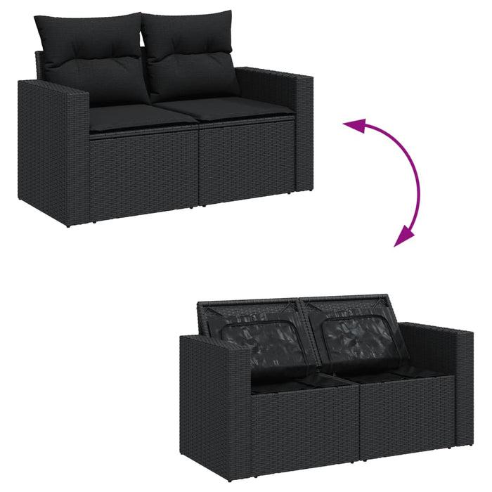 Set canapele de grădină cu perne, 10 piese, negru, poliratan - WALTI WALTI