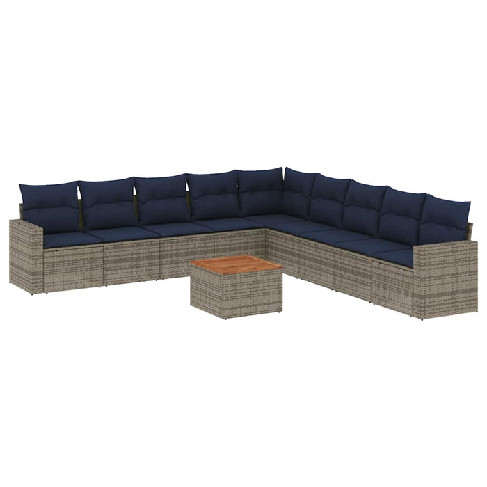 Set canapele de grădină cu perne, 10 piese, gri, poliratan WALTI