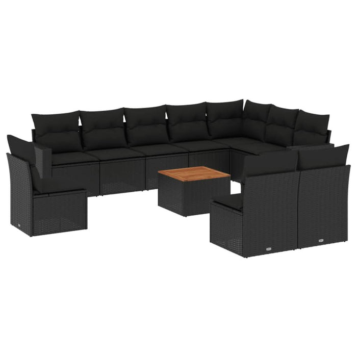 Set canapele de grădină cu perne, 11 piese, negru, poliratan - WALTI WALTI