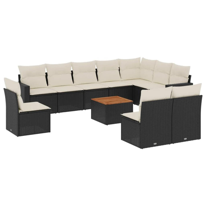 Set canapele de grădină cu perne, 11 piese, negru, poliratan - WALTI WALTI