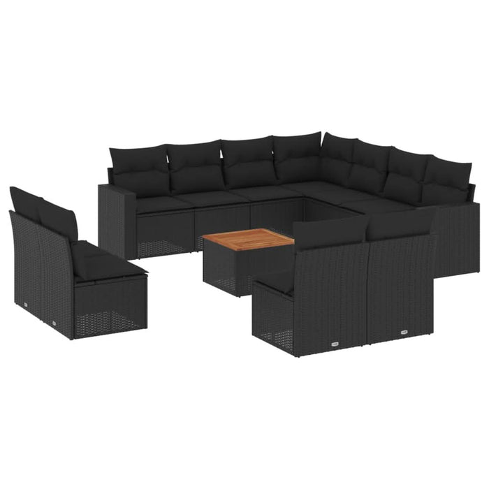 Set canapele de grădină, 12 piese, cu perne, negru, poliratan - WALTI WALTI