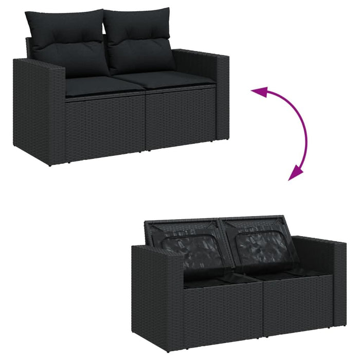 Set canapele de grădină, 12 piese, cu perne, negru, poliratan - WALTI WALTI