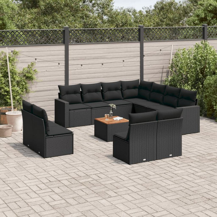Set canapele de grădină, 12 piese, cu perne, negru, poliratan - WALTI WALTI