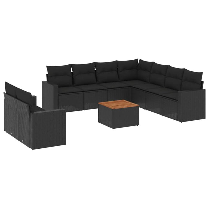 Set canapele de grădină cu perne, 10 piese, negru, poliratan - WALTI WALTI