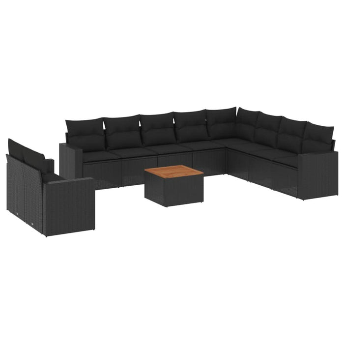 Set canapele de grădină cu perne, 11 piese, negru, poliratan - WALTI WALTI