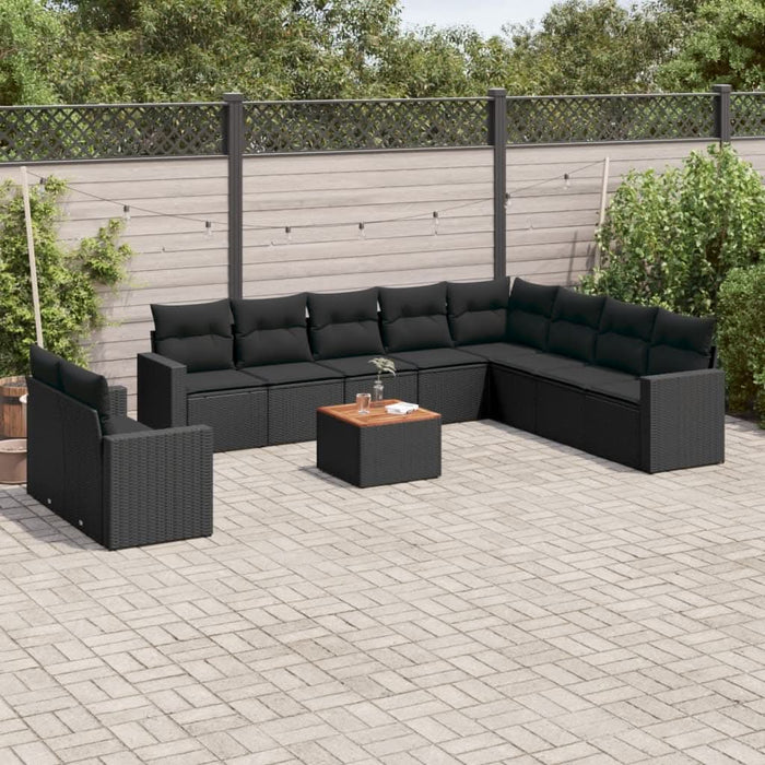 Set canapele de grădină cu perne, 11 piese, negru, poliratan - WALTI WALTI