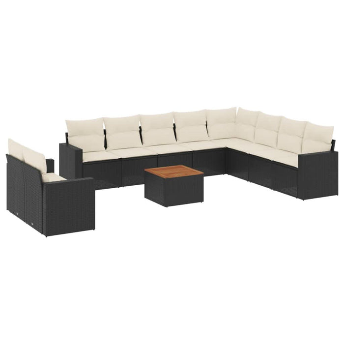 Set canapele de grădină cu perne, 11 piese, negru, poliratan - WALTI WALTI