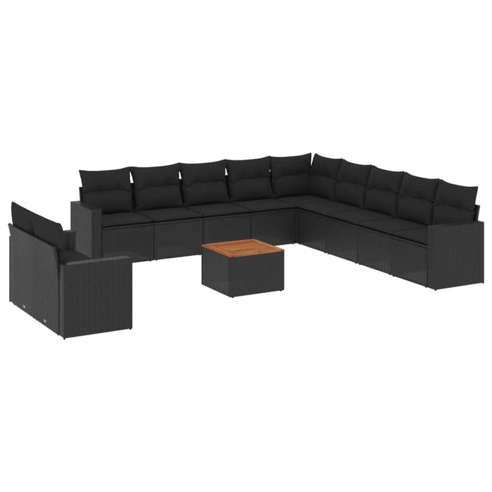 Set canapele de grădină, 12 piese, cu perne, negru, poliratan - WALTI WALTI