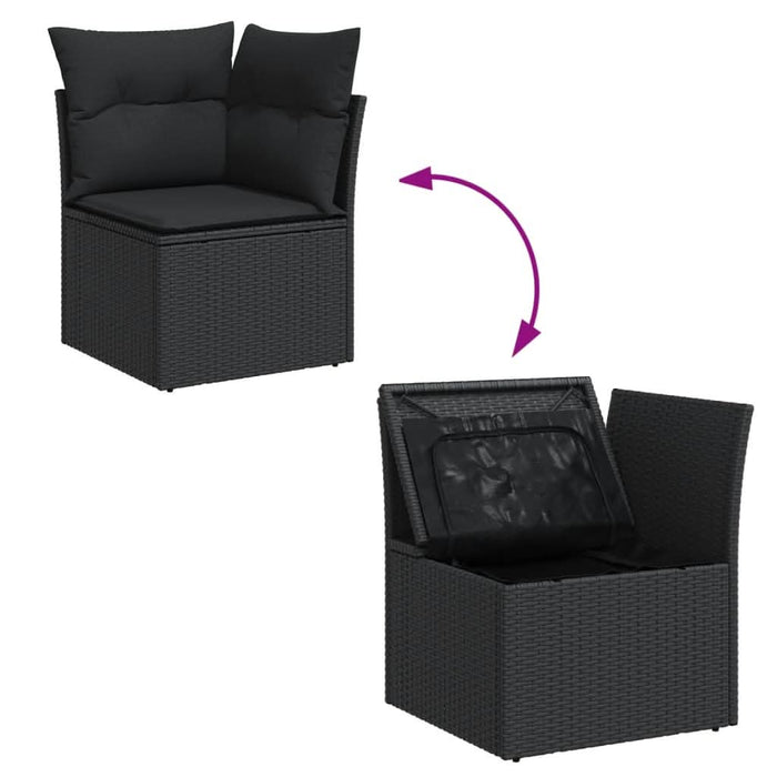 Set canapele de grădină, 12 piese, cu perne, negru, poliratan - WALTI WALTI