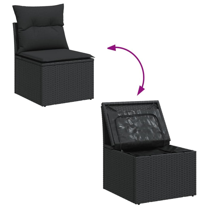 Set canapele de grădină, 12 piese, cu perne, negru, poliratan - WALTI WALTI
